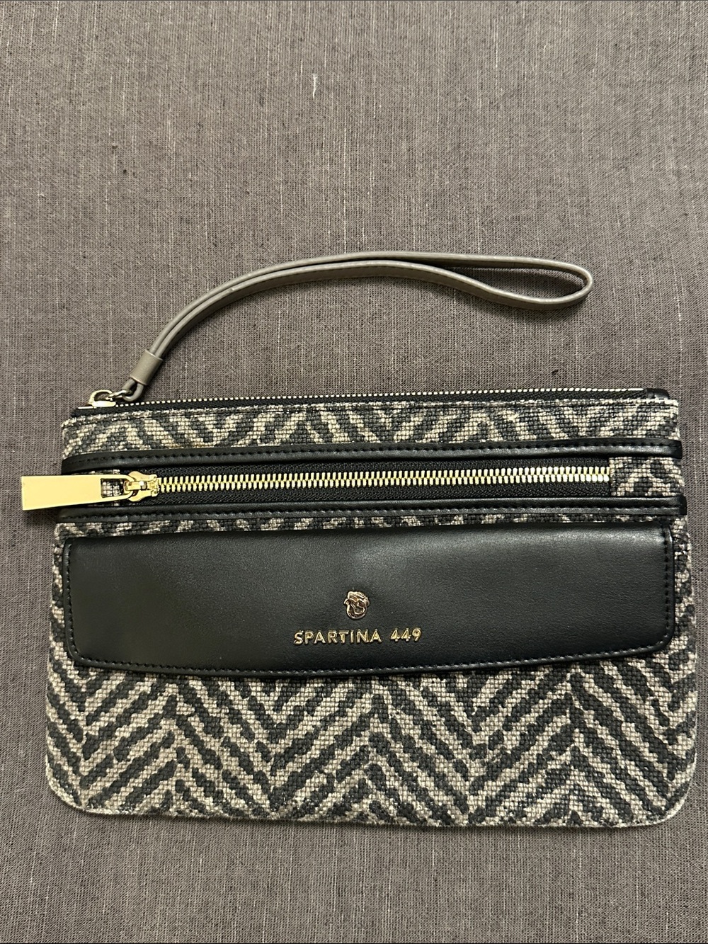 Spartina 449 Gray and Black Patterned Wristlet Clutch